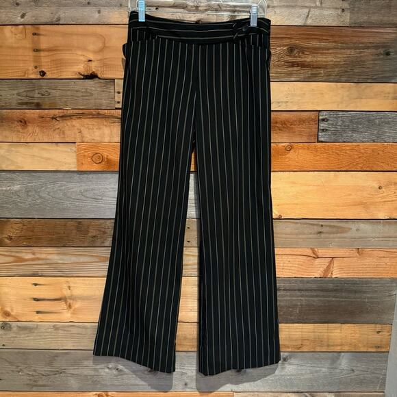 Trina Turk Y2K Pinstripe Low Rise Bootcut Trouser 0 Black Officecore Preppy 2000 - Picture 2 of 13